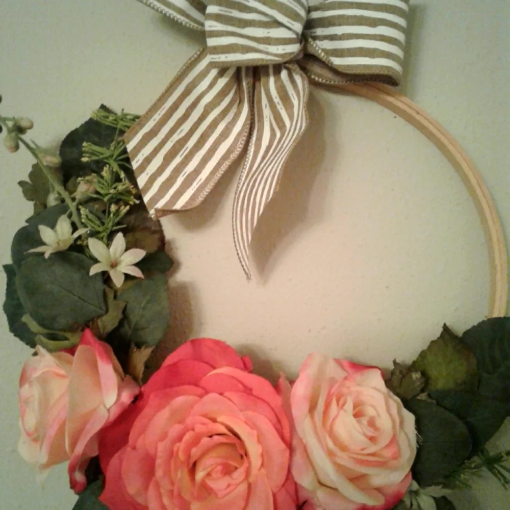 Floral Rose Hoop Faux Flowers Greenery Handcrafted Final Sale